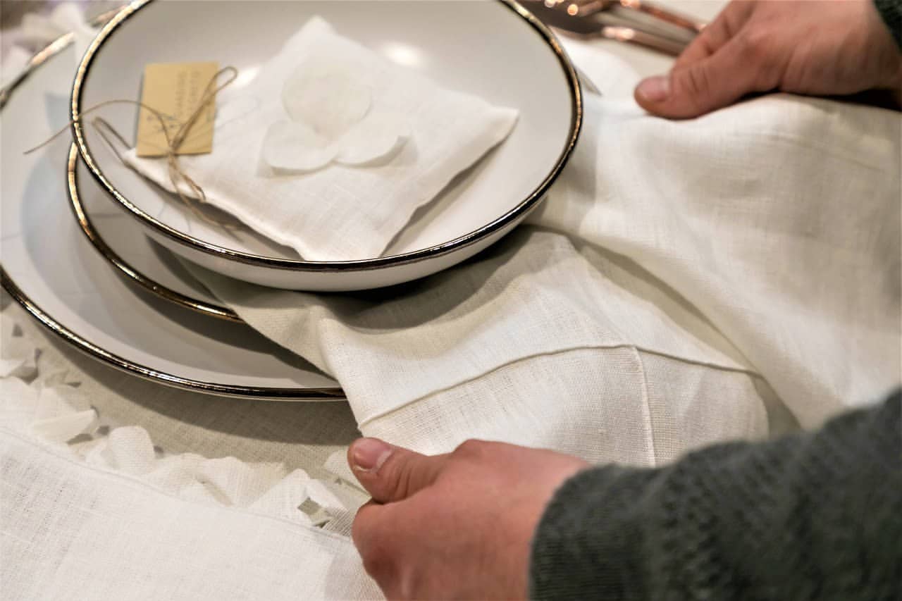 White tableclothes 